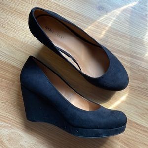 NINE WEST black suede booty, size 8.5